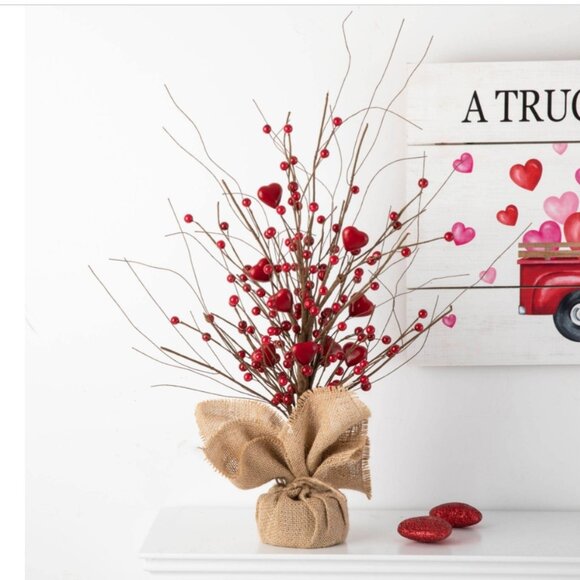 Glitzhome 20" H Valentine's Berry Heart Table Tree - Multi - Picture 2 of 2